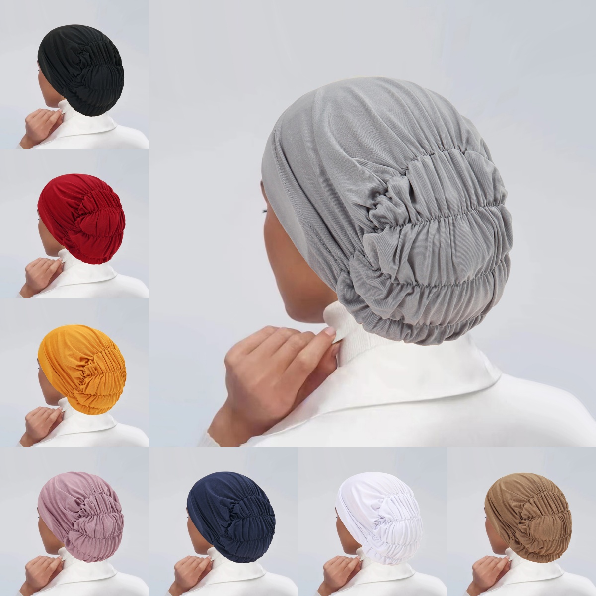 Nouveau Couleur unie femmes musulman Hijab casquette à volants doux extensible sous écharpe Turban chapeau Islam foulard Bonnet réglable