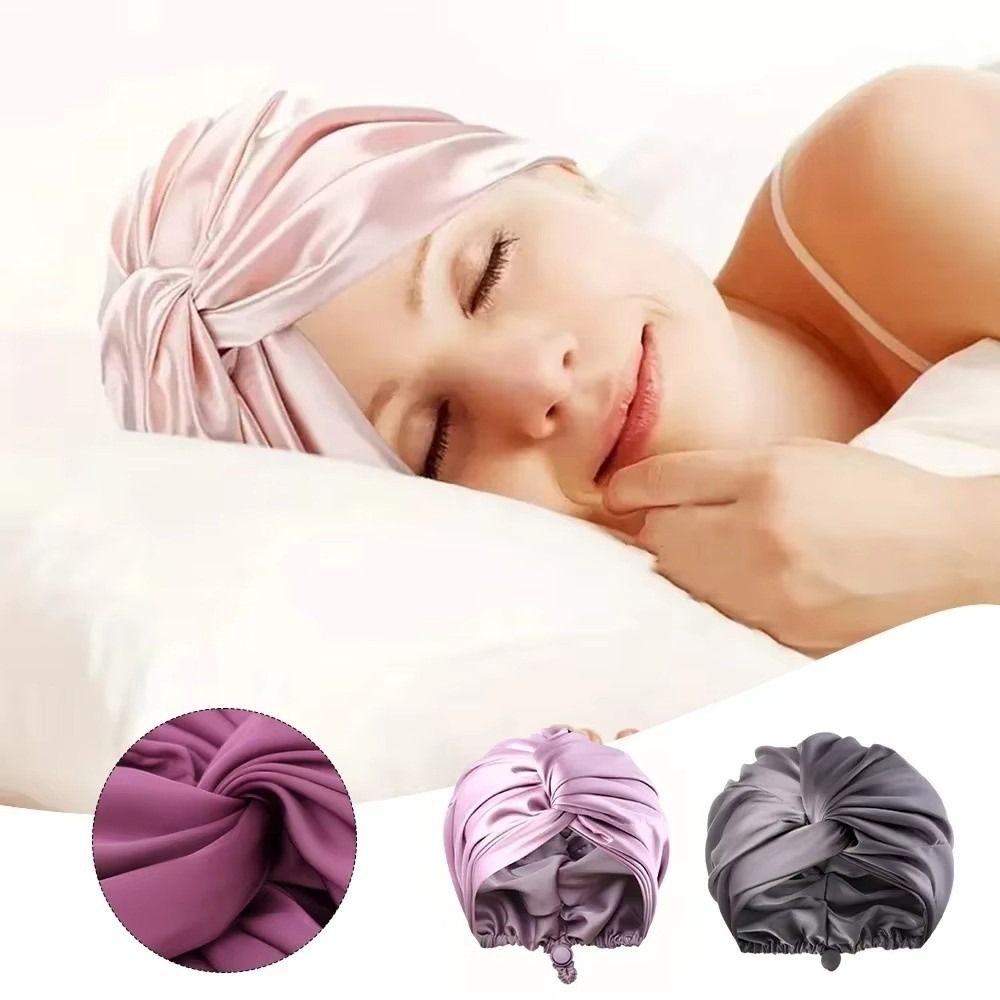 Femmes hommes Double couche croix torsadée Turban réglable élastique soie Satin chimio soins capillaires Bonnets beauté maquillage foulard chapeau