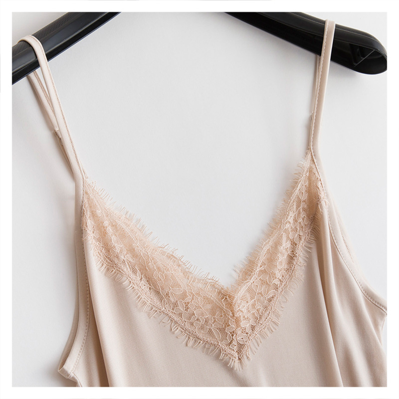 Pyjama en soie, col en v, chemise de nuit en dentelle, ample, Sexy, robe de printemps et d'été