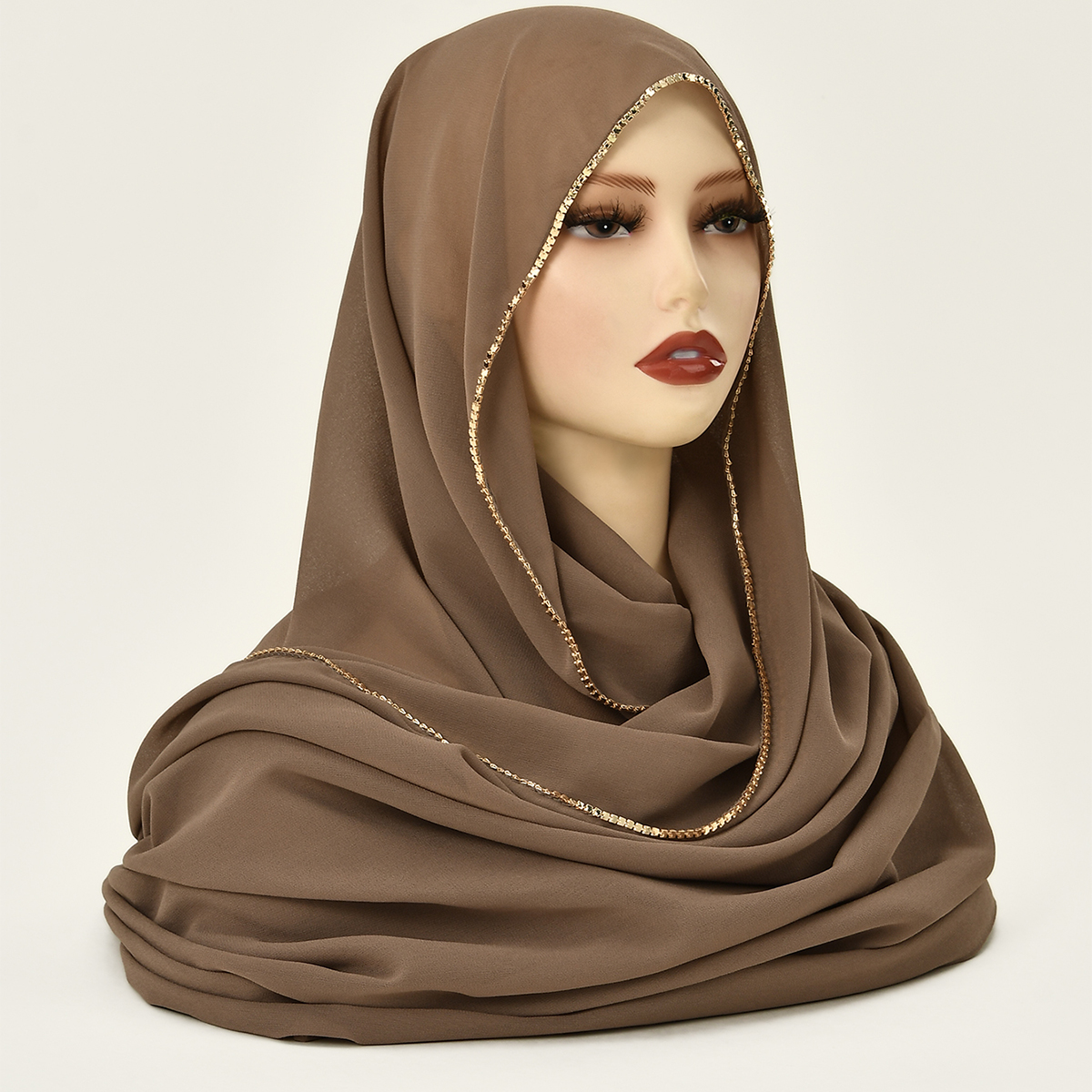Nouveau strass mousseline de soie écharpe Hijabs femme musulman Hijab châles solide dames mode châle enveloppes islamique Turban femme foulard