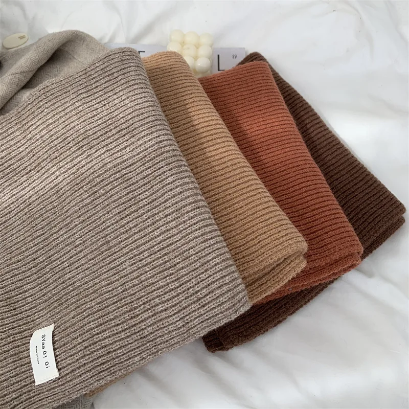 Écharpe longue décontractée en laine douce pour femme, écharpe skinny, style coréen, document solide, voyage, chaud, automne, hiver, nouveau