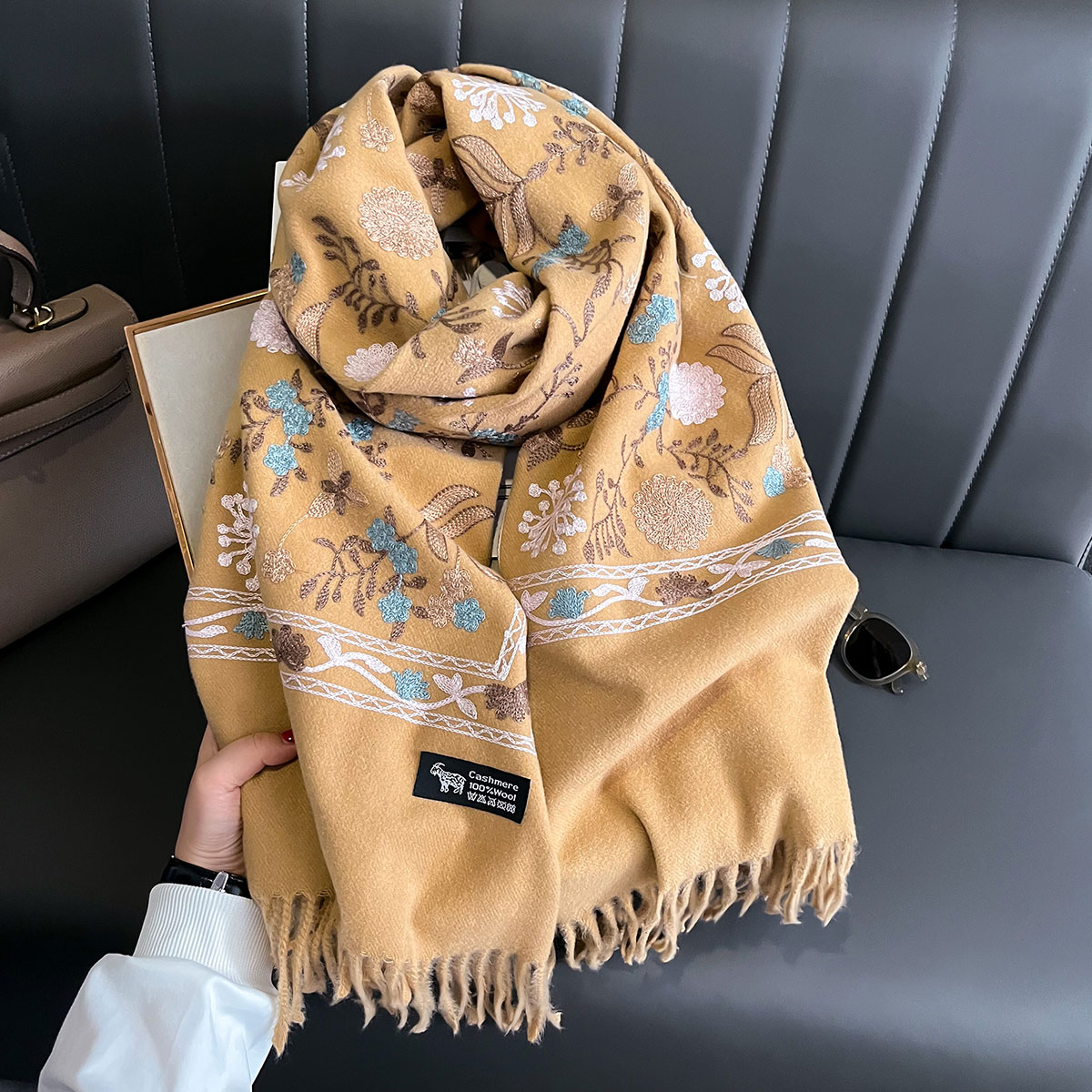 Écharpe chaude en cachemire pour femmes, couverture Pashmina brodée, châle épais, foulard à la mode, Bufanda, Poncho, nouvelle collection hiver