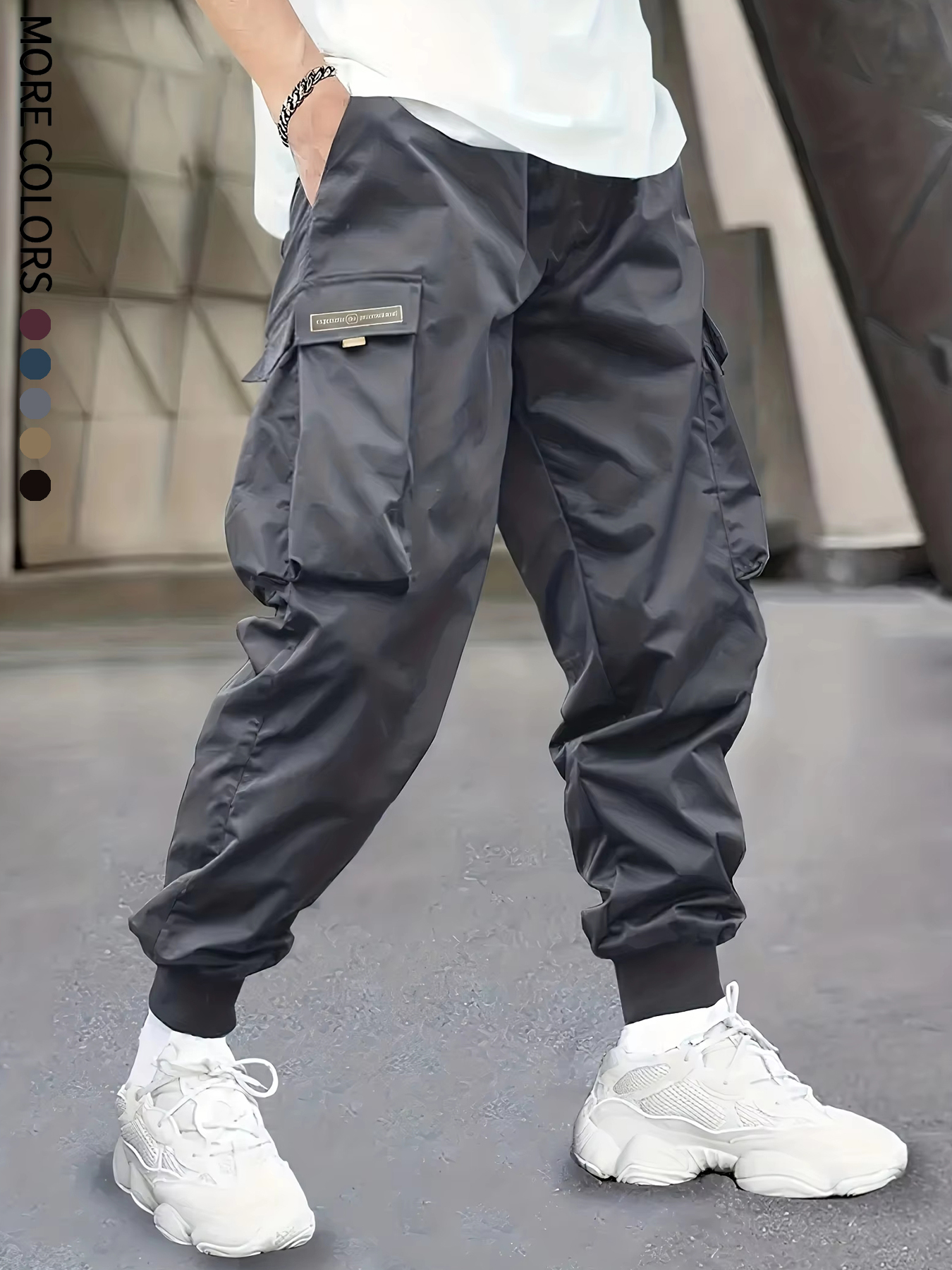Pantalon cargo léger à grandes poches, legging court, décontracté, sportif, pour l'extérieur, 06B, pour hommes