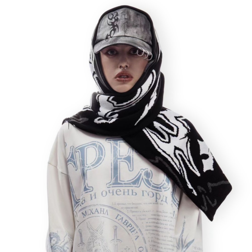 Écharpe Kpop pour hommes et femmes, Streetwear Y2K, Sober 2, Tricot, Lettre Goth, Châle, Écharpes, Mode coréenne, Hip Hop, Chaud, Accessoires unisexes, Hiver