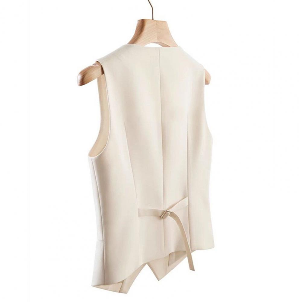 Gilet à simple boutonnage pour femmes, couleur unie, sans manches, col en V, coupe cintrée, Style d'affaires formel, Cardigan rétro, gilet de bureau et de mariage