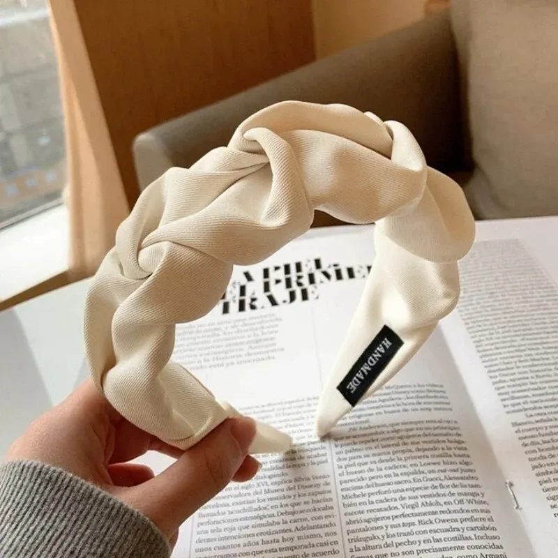 Cerceau de cheveux à la mode, bandeaux à fleurs de couleur unie, large bandeau de styliste, accessoires pour cheveux, couvre-chef pour femmes et filles