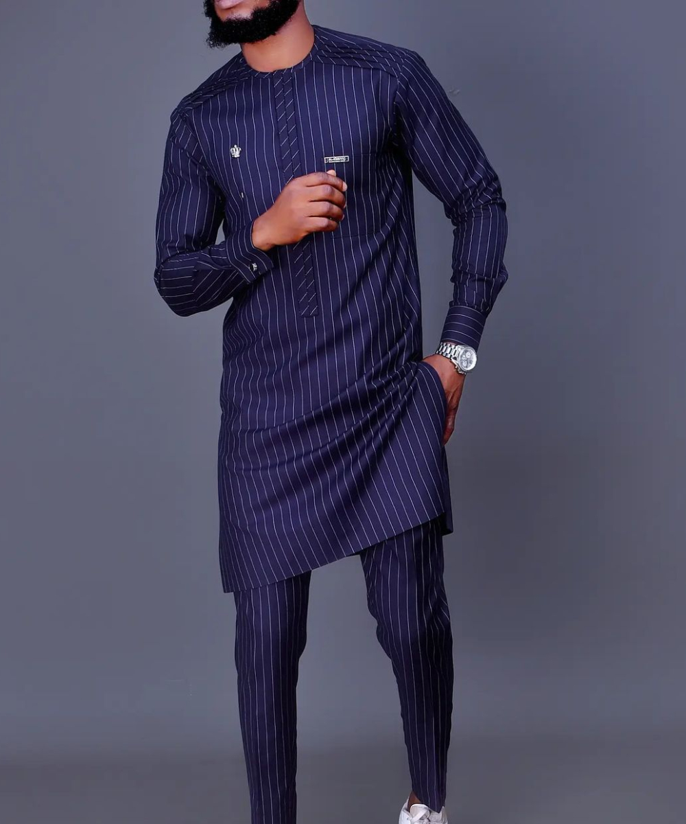 Costumes d'été africains pour hommes, chemise et pantalon à rayures, tenues de fête traditionnelles africaines, ensemble deux pièces pour gentleman