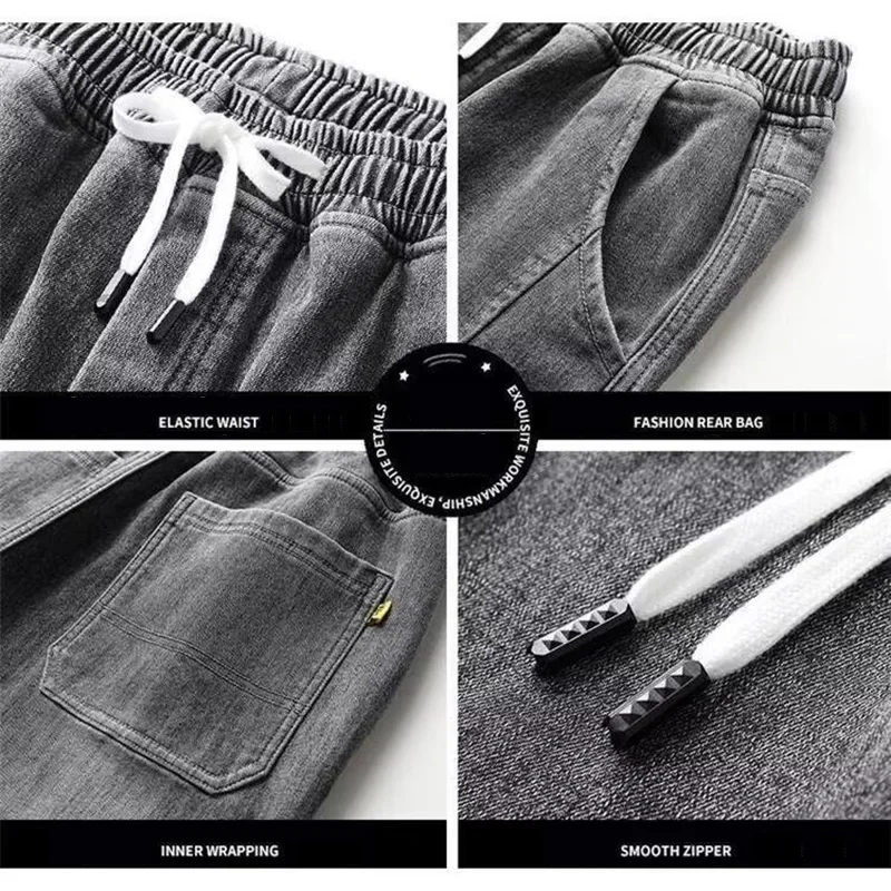 Hommes jean élastique cravate sarouel Denim pantalon mâle lié pieds concepteur Cargo Joggers Denim pantalon quotidien jambe étroite Jeans décontractés
