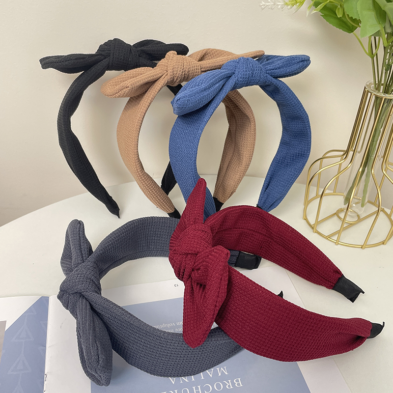 Bandeau tricoté pour femmes, Turban à gros nœud, couvre-chef de couleur unie, accessoires pour cheveux de printemps, nouvelle mode