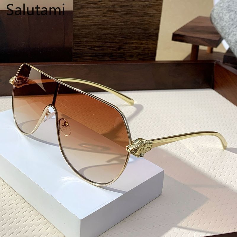 Lunettes de soleil vintage de luxe de marque de créateur, modèle monobloc, pour femmes et hommes, collection 2025, populaires, en métal, surdimensionnées, style punk