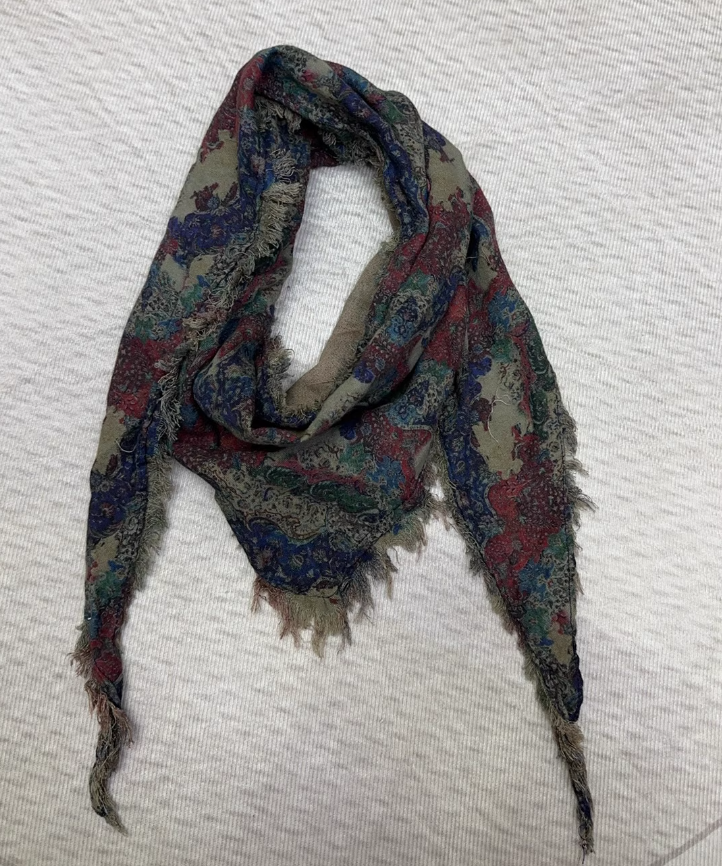 Rétro femmes écharpe impression florale contraste couleur coton bord effiloché 2025 hiver automne rétro décontracté écharpe femme YoYiKamomo
