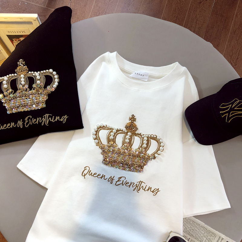 T-shirt à Manches Courtes en Coton pour Femme, Vêtement de Styliste de Luxe, Été