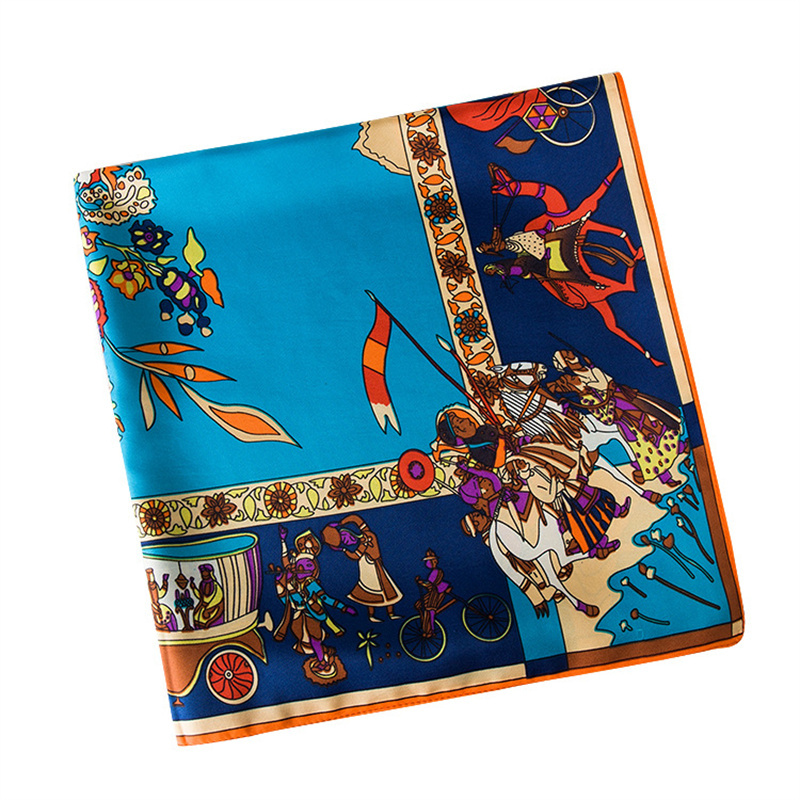 130*130 cm Foulard en soie sergé de luxe Animal Elepha arbre de vie imprimé femmes châles étoles carré Bandana Foulard Hijab femme Foulard
