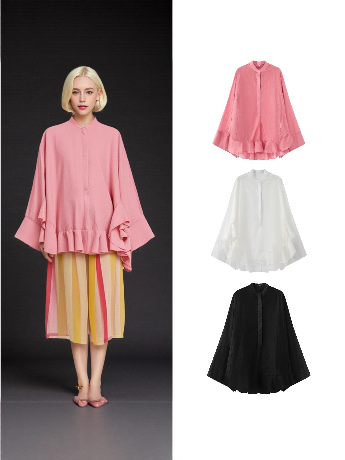 Chemises décontractées à ourlet à volants pour femmes, surdimensionnées, à plusieurs niveaux, simple boutonnage, Streetwear, Y2K, chemisier plissé élégant, automne