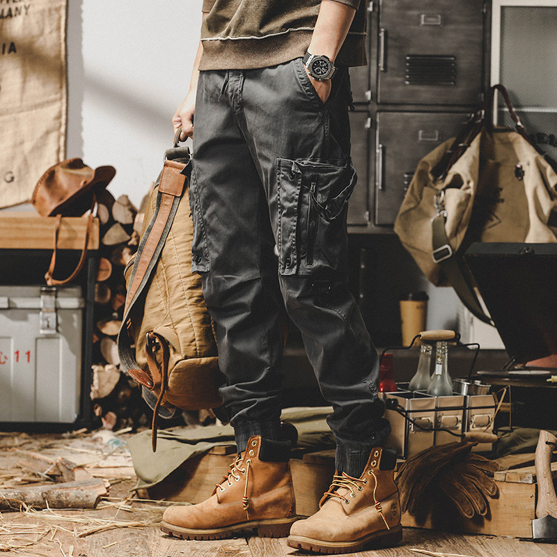 Pantalon cargo multi-poches pour hommes, pantalon décontracté, jambe droite, taille élastique, mode automne, nouveau