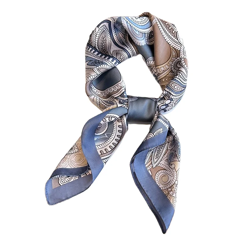 Écharpe carrée à imprimé cajou pour femme, foulard en satin doux, bandeau de sauna, bandeau Hijab, ruban de sac à main, paisley rétro, femme