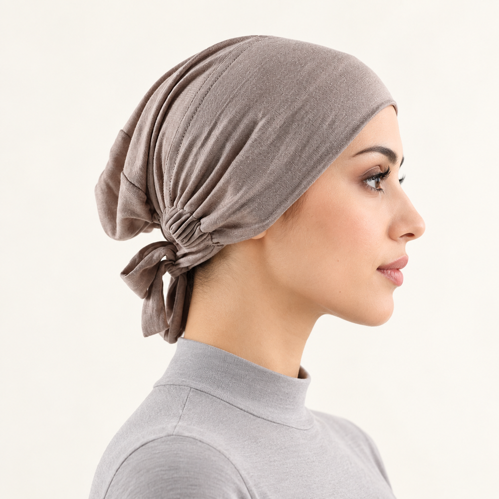 Bonnet sous-foulard à nouer dans le dos pour femmes, en coton mercerisé extensible, bonnet doux et respirant, couvre-cheveux pour un usage quotidien, turban, bandeau pour la tête.