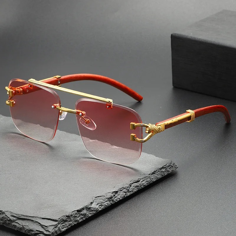 Lunettes de soleil carrées tendance sans monture pour hommes et femmes, protection UV, idéales pour la conduite, verres dégradés sans cadre