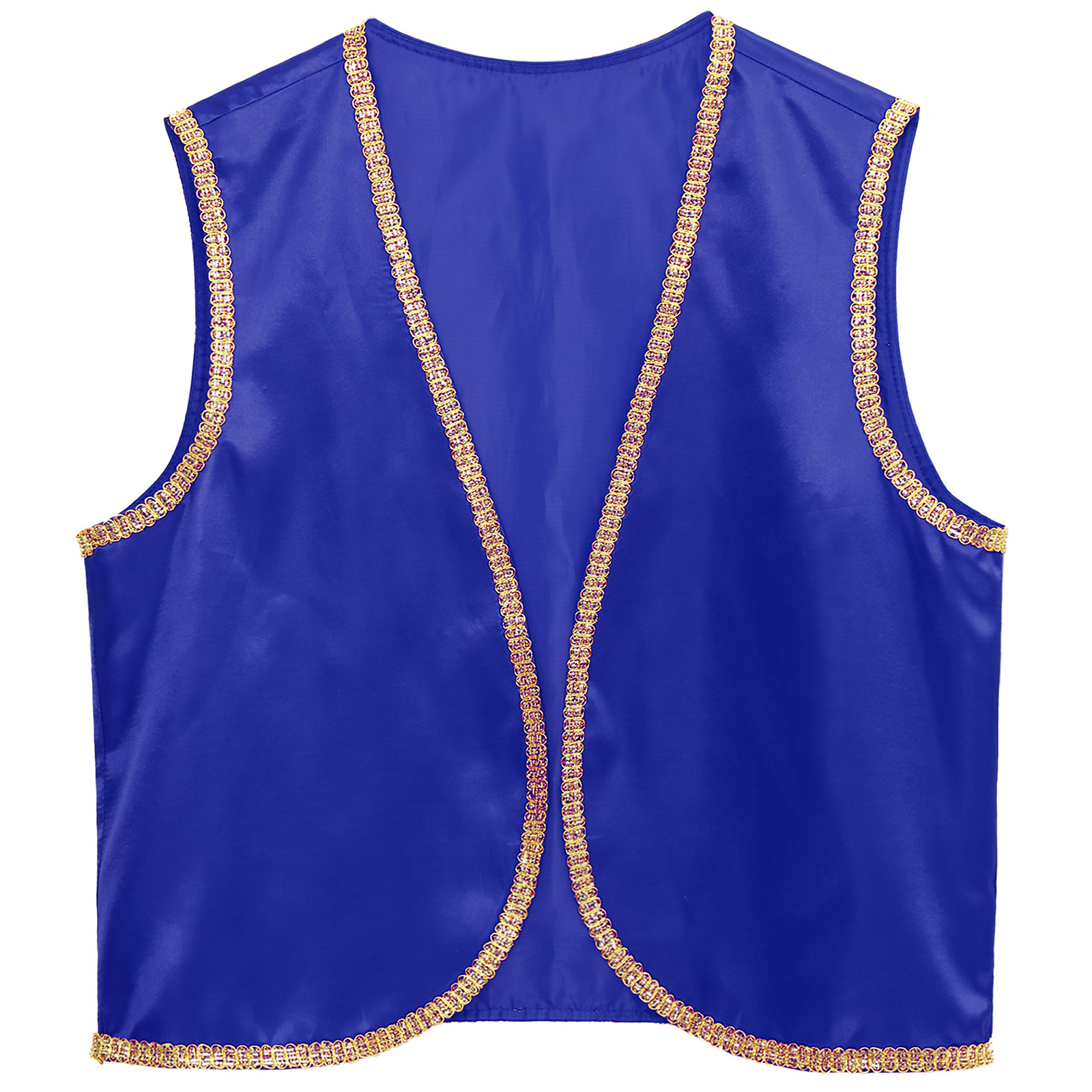 Gilet de Princesse Arabe pour Homme, Costume d'Aladdin, Gilet Brillant en Satin, Hauts de Cosplay Indien et Arabe pour Fête d'Halloween, Carnaval, Tenue de Danse