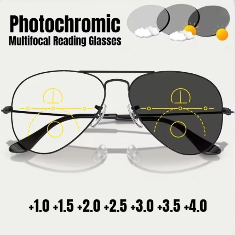 Lunettes de lecture multifocales photochromiques, lunettes de soleil haute définition pour hommes et femmes, adaptées à un usage proche et lointain