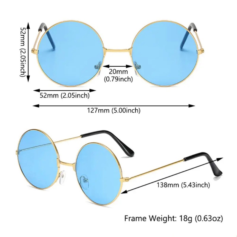 Nouvelles lunettes de soleil rondes rétro hippie pour femmes et hommes, lunettes de fête punk tendance, lunettes de soleil rondes en métal avec protection UV