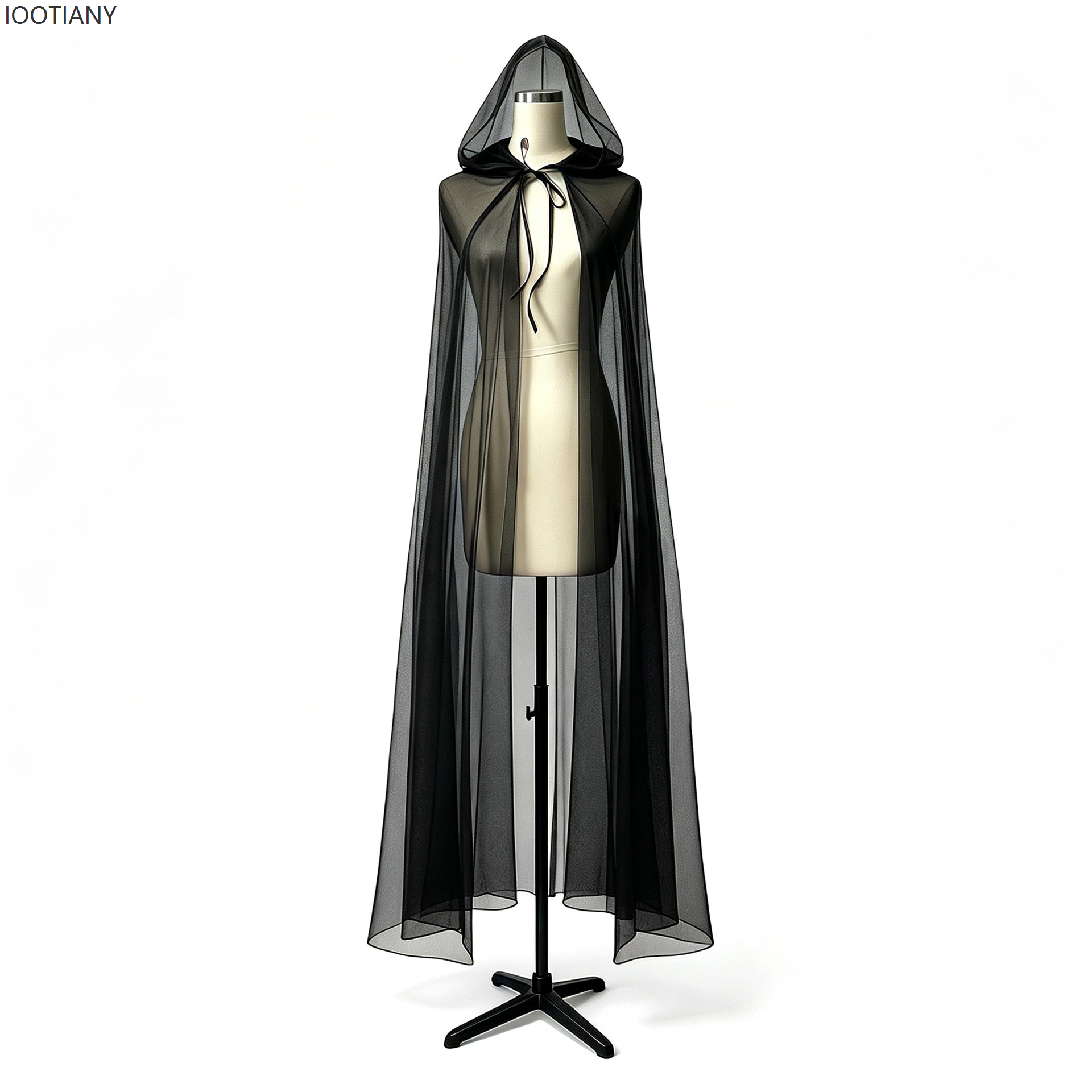 Cape à capuche en tulle transparent pour femmes, robe en maille transparente à dégradé de couleurs, cape gothique de fée pour mariage, soirée, Halloween, fête.