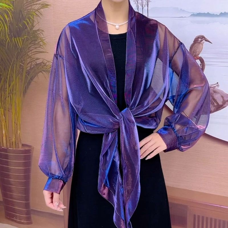 Cardigan d'été à manches longues pour femmes, chemise de protection solaire, manteau en fil de filet, vêtements pour femmes, mode coréenne, document solide, élégant