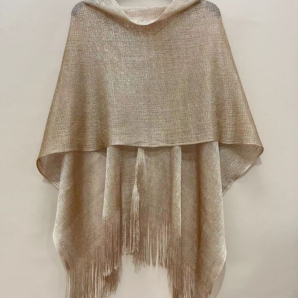 Écharpe de Protection solaire d'été, écharpe de mariage de tempérament or argent, glands élégants, foulards de plage pour femmes