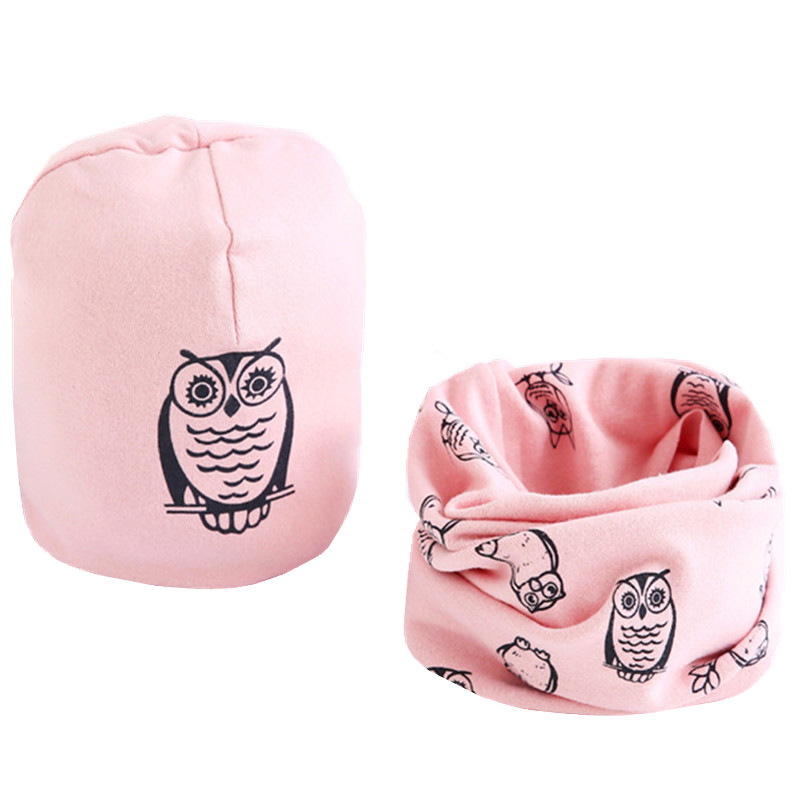 Nouveau printemps automne filles chapeau écharpe ensemble dessin animé hibou étoile cygne bébé garçon filles chapeau ensemble enfants chapeau écharpe-col coton enfants chapeau ensemble