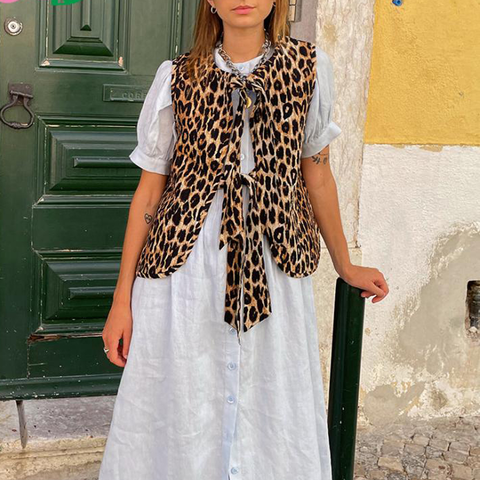 Chemise matelassurera vintage pour femme, émaillée léopard esthétique, cardigan brodé floral, streetwear, automne