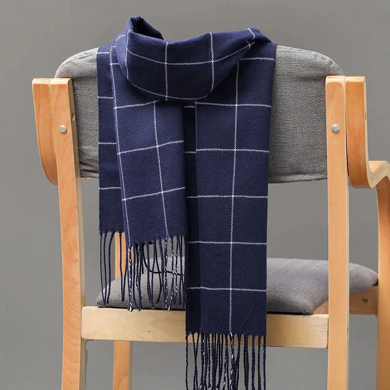 Écharpe en cachemire pour hommes, garde au chaud, décontractée, marque de styliste, Pashmina, pompon, châle d'affaires, nouvelle collection hiver 2024