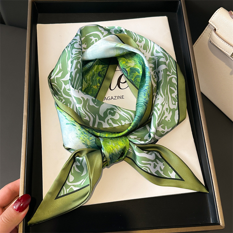 Écharpe en soie légère de luxe, longue écharpe en soie imitation soie, double couche, imprimée, polyvalente, cravate professionnelle, foulard pour chemise