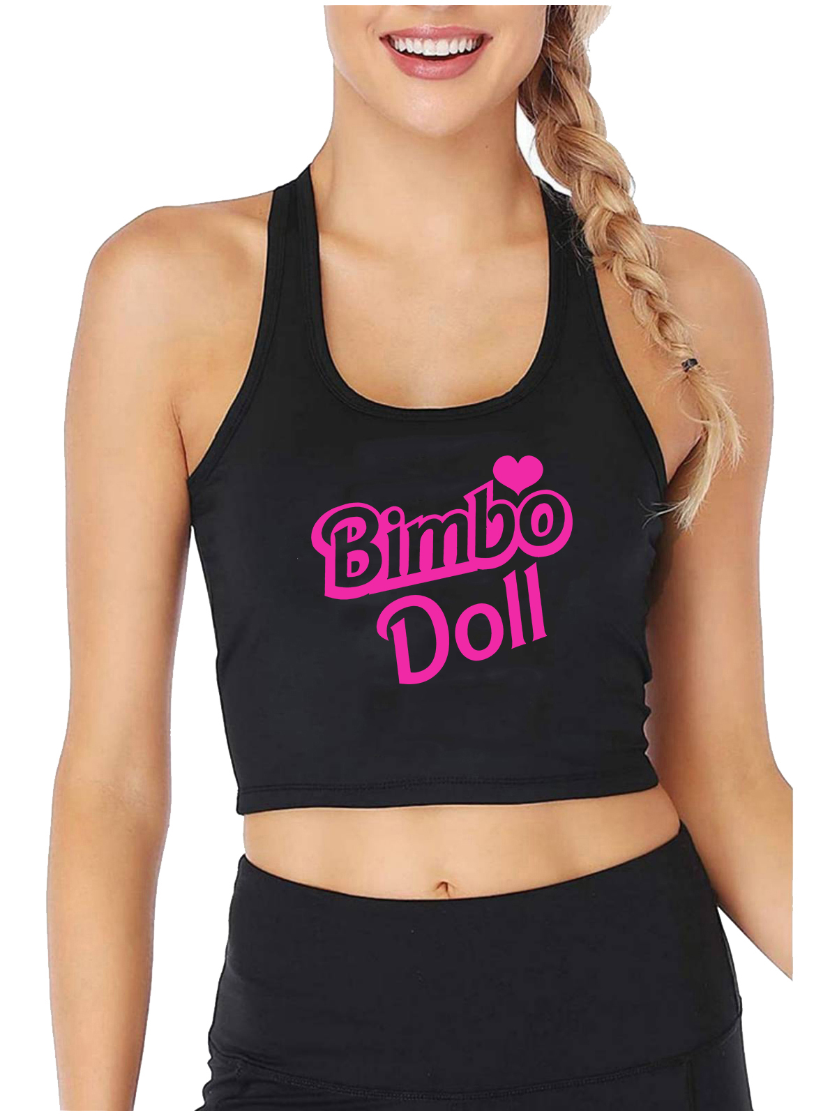 Bimbo-Haut court en coton au design de beurre, sexy, coupe cintrée, humoristique, amusant, style flirty, précieux, camisole d'entraînement