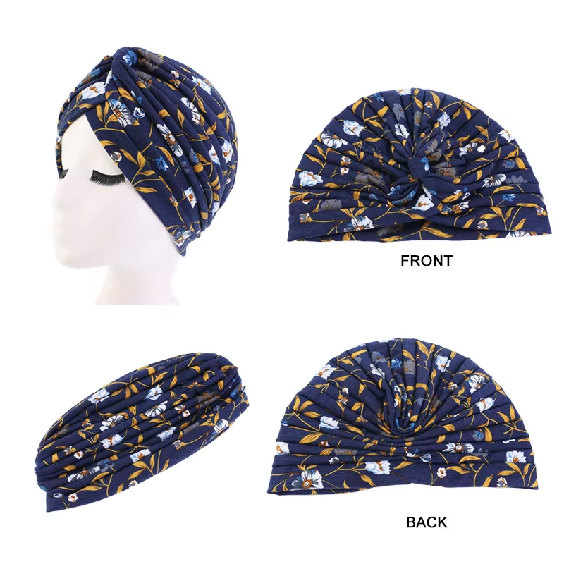 Nouveau Turban à Nœud Imprimé Floral, Bandana, Bonnets Chimio pour le Cancer, Bandeaux Élastiques pour Cheveux, Sous-Hijabs, Turbante