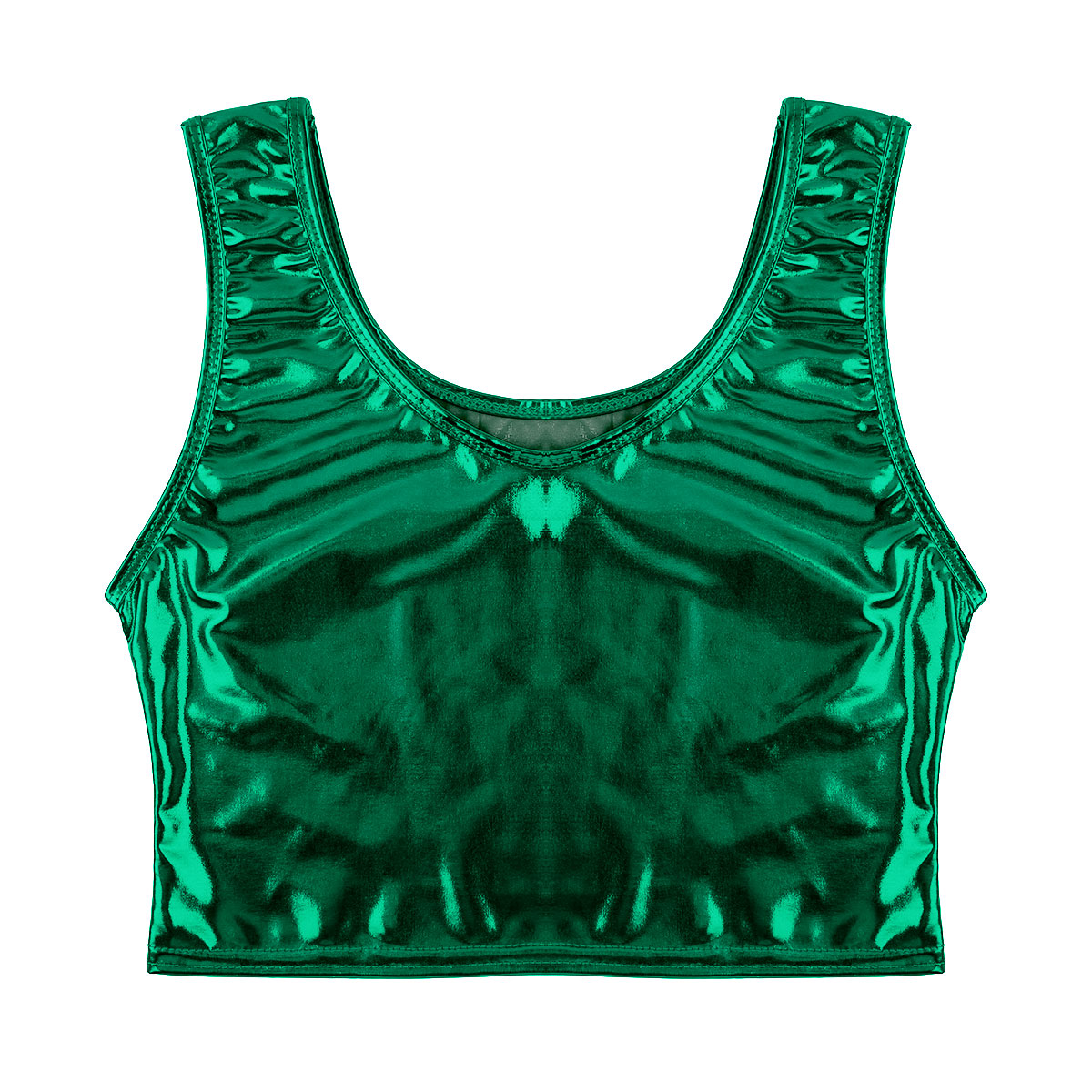 Chemisier métallique brillant à encolure dégagée pour femmes, chemisier en glaçure, haut court, glaçure, précieux, Wlwear, soirée séparés ante, mode féminine