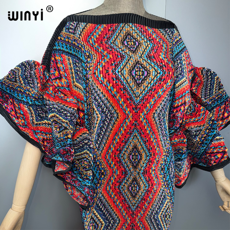 Robe plissée élastique WINYI, style rétro, robe de plage, kaftan musulman, abaya Dubaï, robe longue de luxe pour les vacances et les anniversaires.