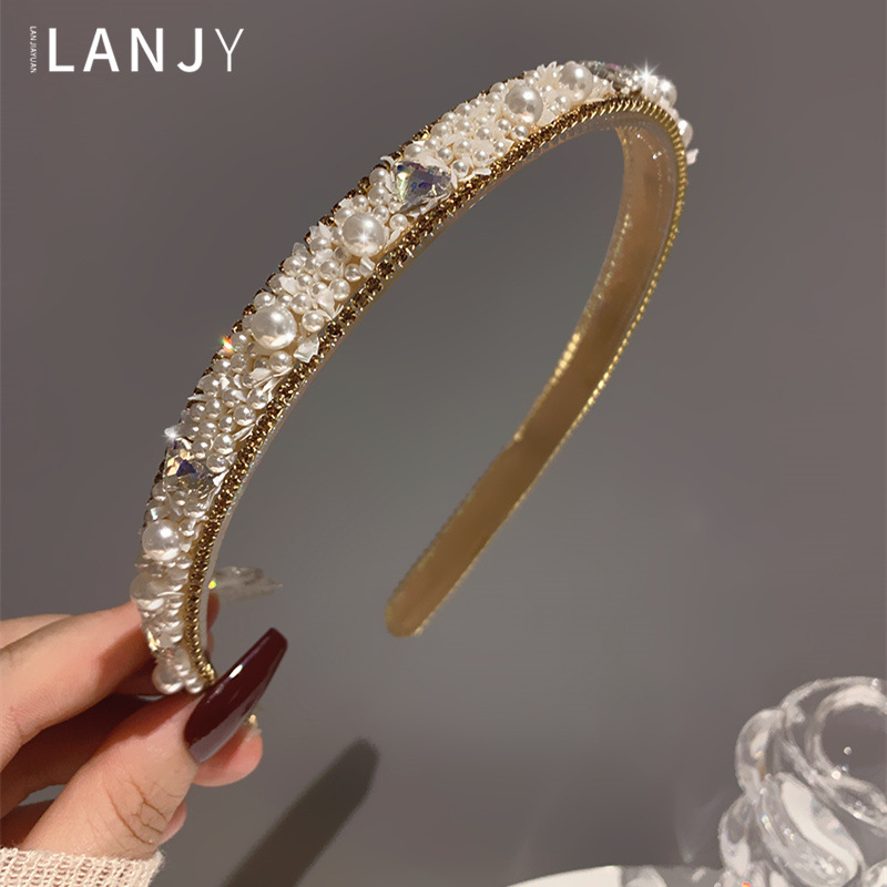 Bandeau pour femmes, accessoires de cheveux, design mince avec équipement et épingle à cheveux antidérapante, bandeau d'été en perles de strass