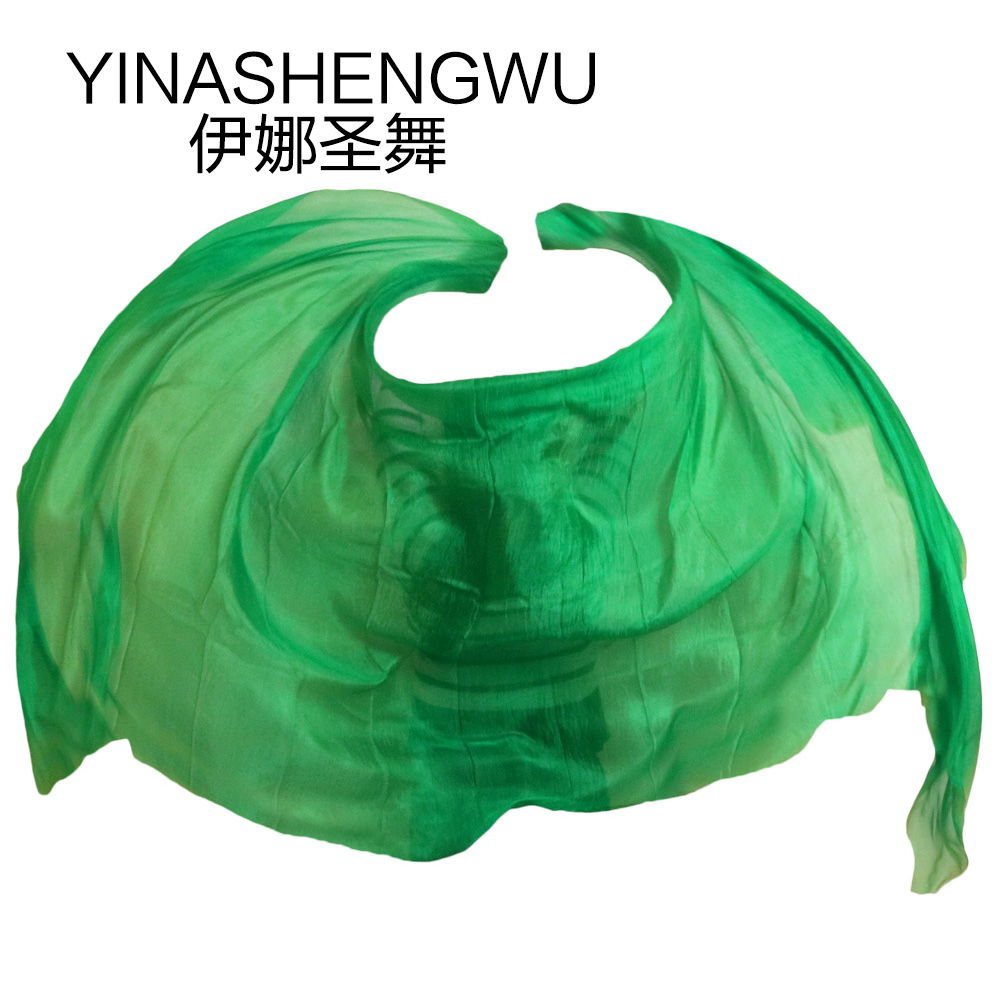 Voiles de danse naturels faits à la main de haute qualité, accessoires de danse du ventre, document vert pur