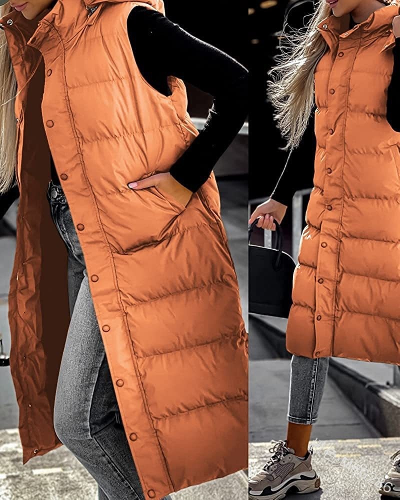 Veste à capuche avec fermeture éclair pour femme, gilet surdimensionné, vêtements d'extérieur d'hiver, Parka à capuche, mode, gilet matelassé décontracté