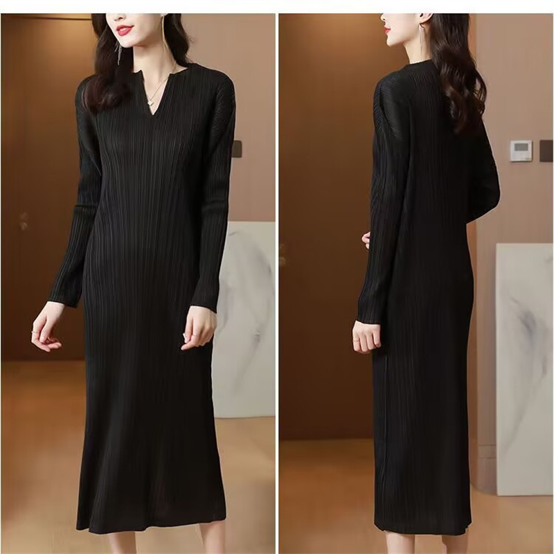 Robes de soirée robe femme maman tempérament mode jupe début du printemps et de l'été grande taille femme gros mm robe plissée ample
