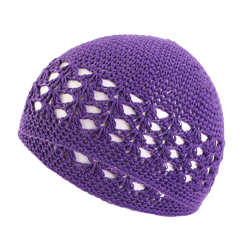 Nouveau Kufi casquette solide coton femmes hommes chapeaux de prière islamique islamique bonnet Kufi chapeaux Crochet à la main hiver garder au chaud accessoires