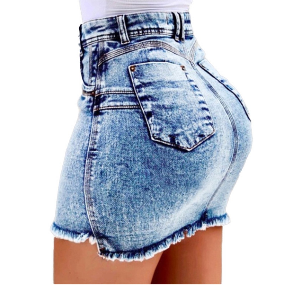 2025 Mini jupe femmes lavage Mini femme jupes courtes été femmes Sexy Denim jupe jupes pour femmes genou longueur décontracté