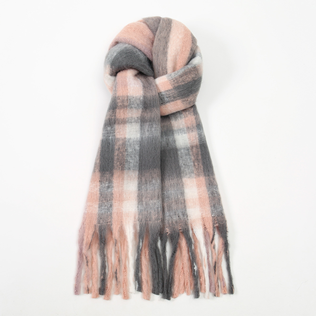 Plaid rayé glands cachemire écharpe pour femme hiver en plein air garder au chaud châles dame mode longues enveloppes épais Pashmina 200*40 cm