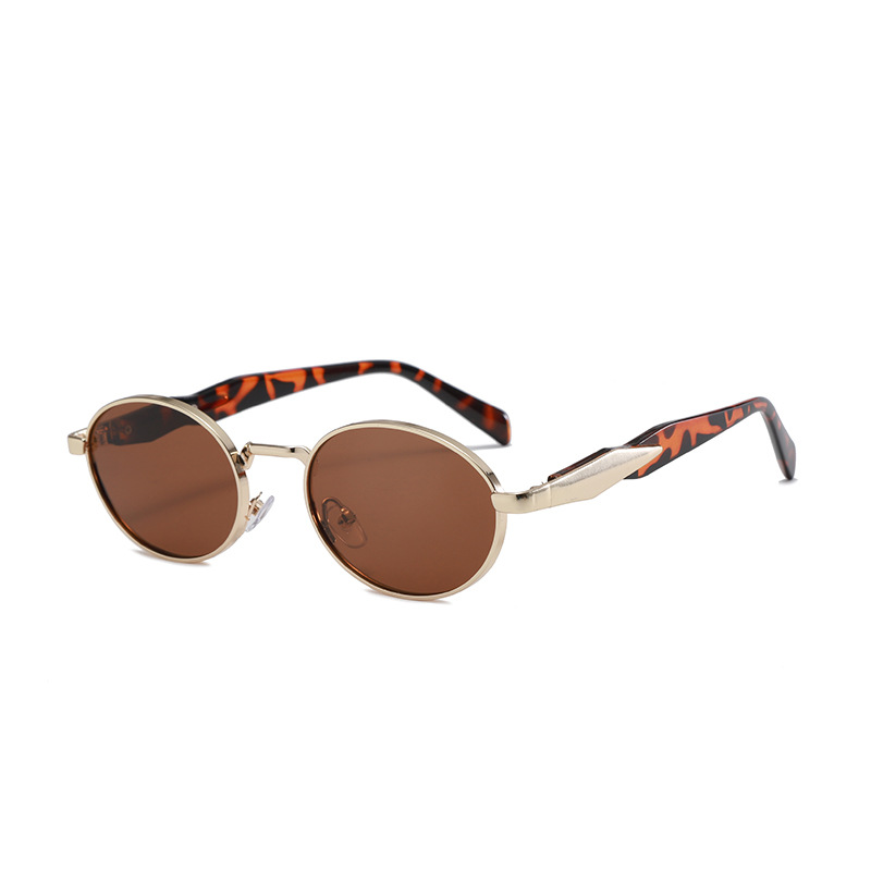 Lunettes de soleil ovales en métal elliptique pour femmes, lunettes de soleil de luxe pour dames, nuances de conduite, mode estivale