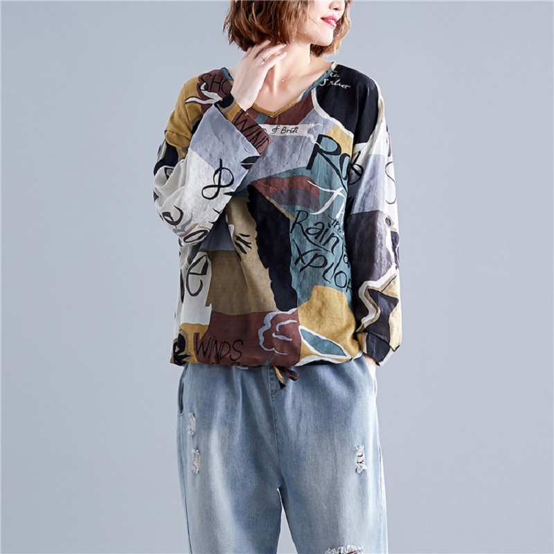 T-shirt ample décontracté en coton style coréen vintage pour femme, collection automne-été 2026