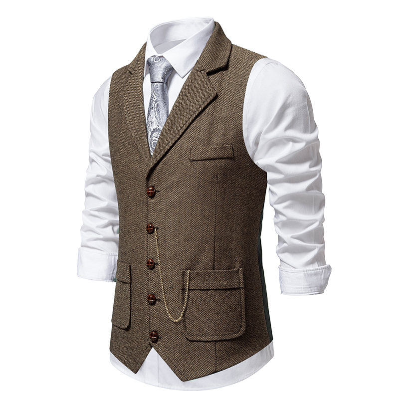 Gilet en Glace Trempée pour Homme, Poches à Col Rabattu, Style Anglais, Décontracté, Vintage, Intelligent, Gentleman, Loisirs, ix