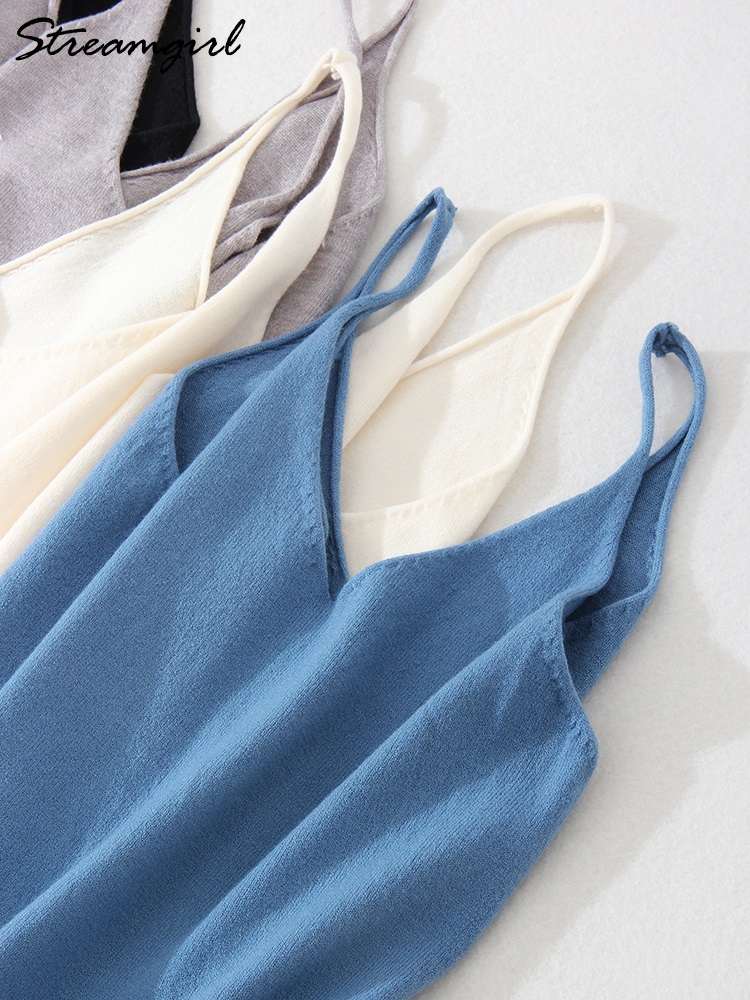 Femmes Tricoté Bretelles Supérieures Base D'été Débardeurs Pour Femmes 2023 Camisoles T-shirts Femmes Tops Été Pulovers Femme Hauts D'été