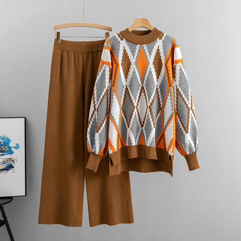 Haut à manches longues et pantalon large pour femme, ensemble 2 pièces, décontracté, mode, automne, hiver, 2025