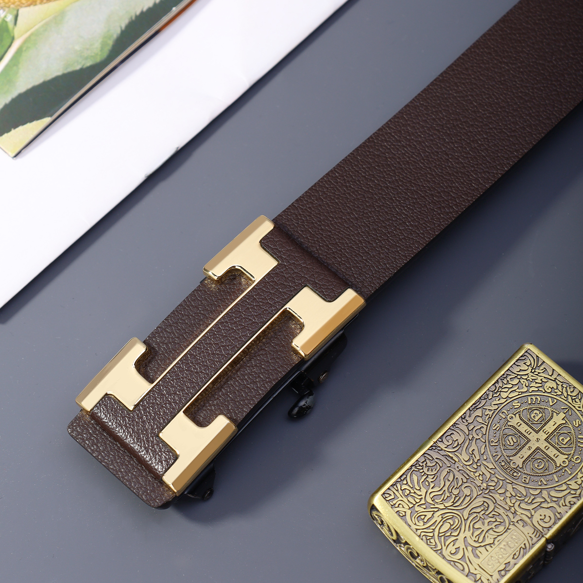 Ceinture de travail élégante pour homme avec boucle automatique en métal, durable, idéale pour un usage quotidien, choix de cadeau parfait