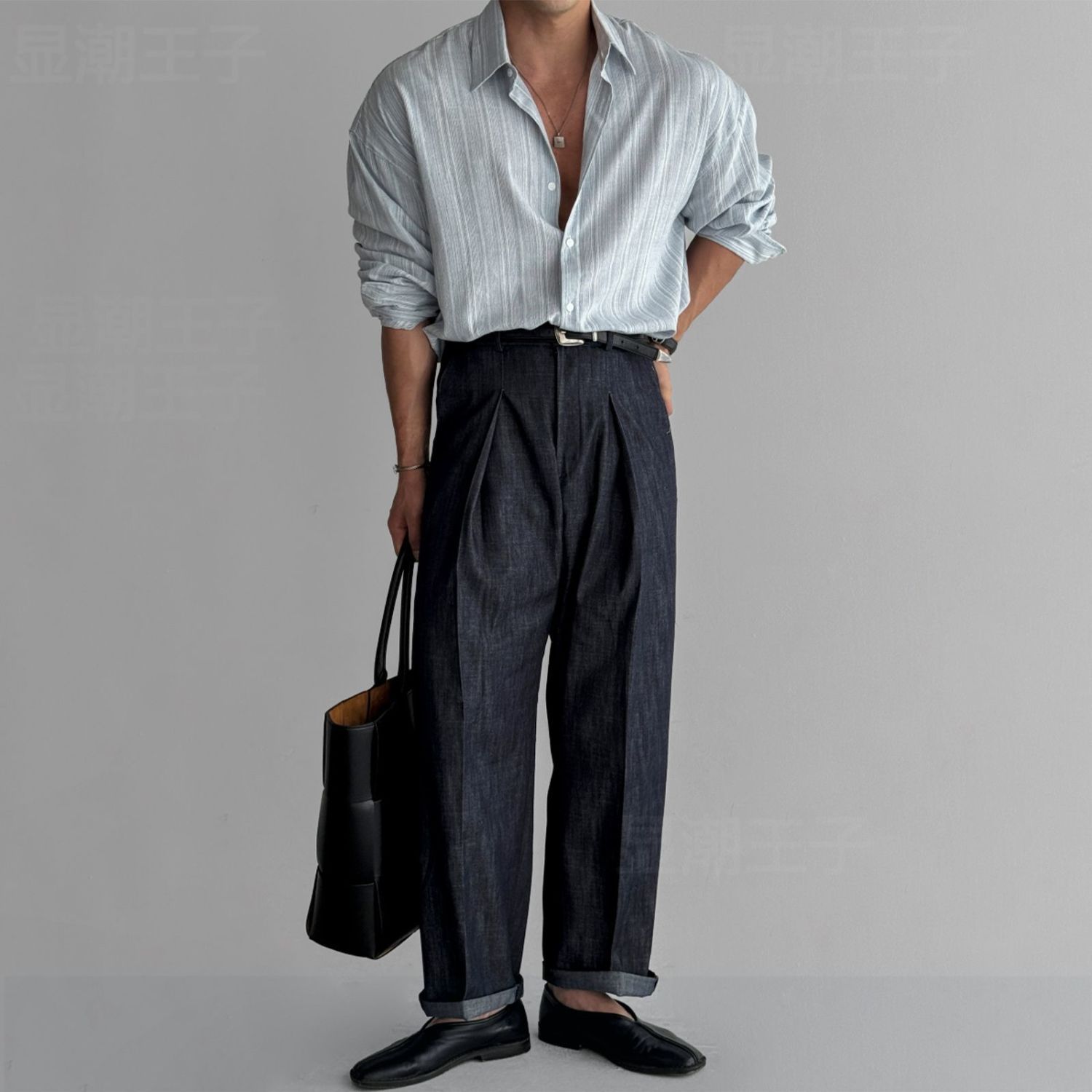 Chemise à manches longues en coton et lin pour hommes, chemises sans rebond, patchwork rayé, vêtements pour hommes, mode, nouveau, 2024